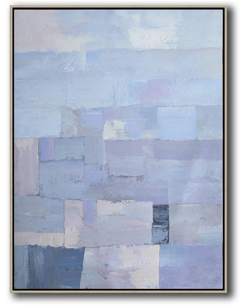 Living Room Wall Art,Vertical Palette Knife Contemporary Art,Canvas Wall Art,Purple,Blue,White.etc